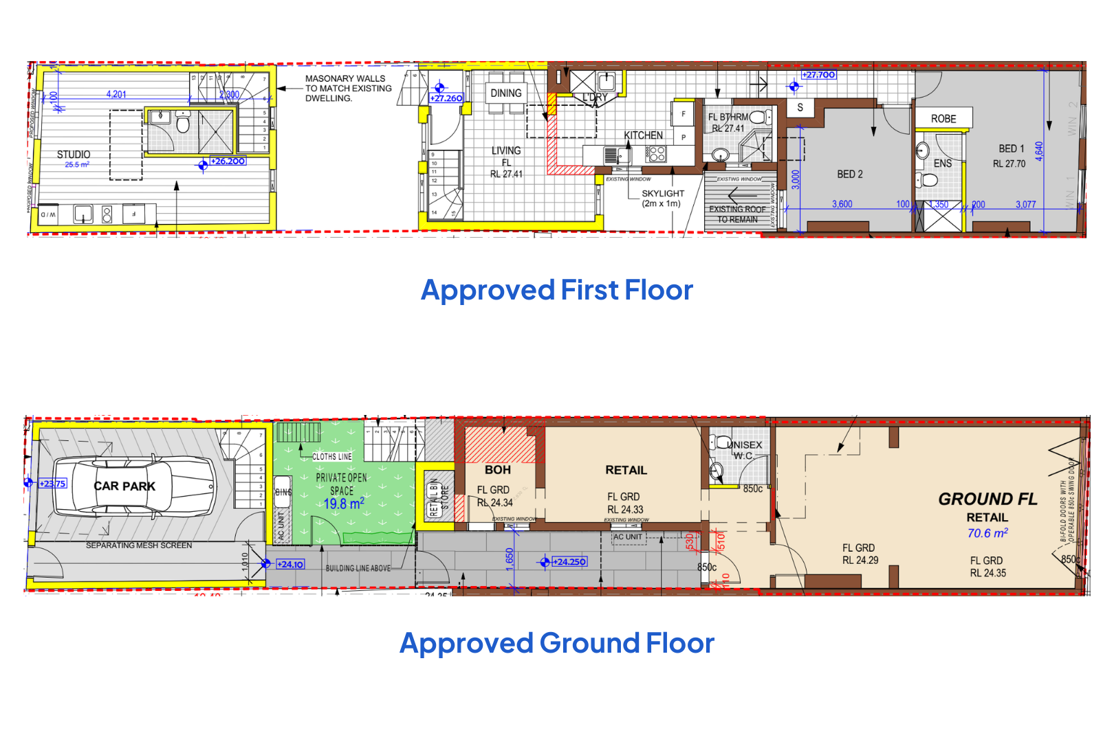 floor plan drawings of renovation approved by council